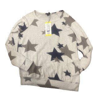 Buffalo David Bitton Women's Super Soft Cozy Crewneck Gray Stars Size Small